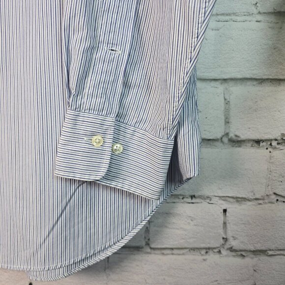 POLO RALPH LAUREN LONG SLEEVE BUTTON DOWN BLUE AND WHITE PINSTRIPE SIZE XL - Picture 3 of 5